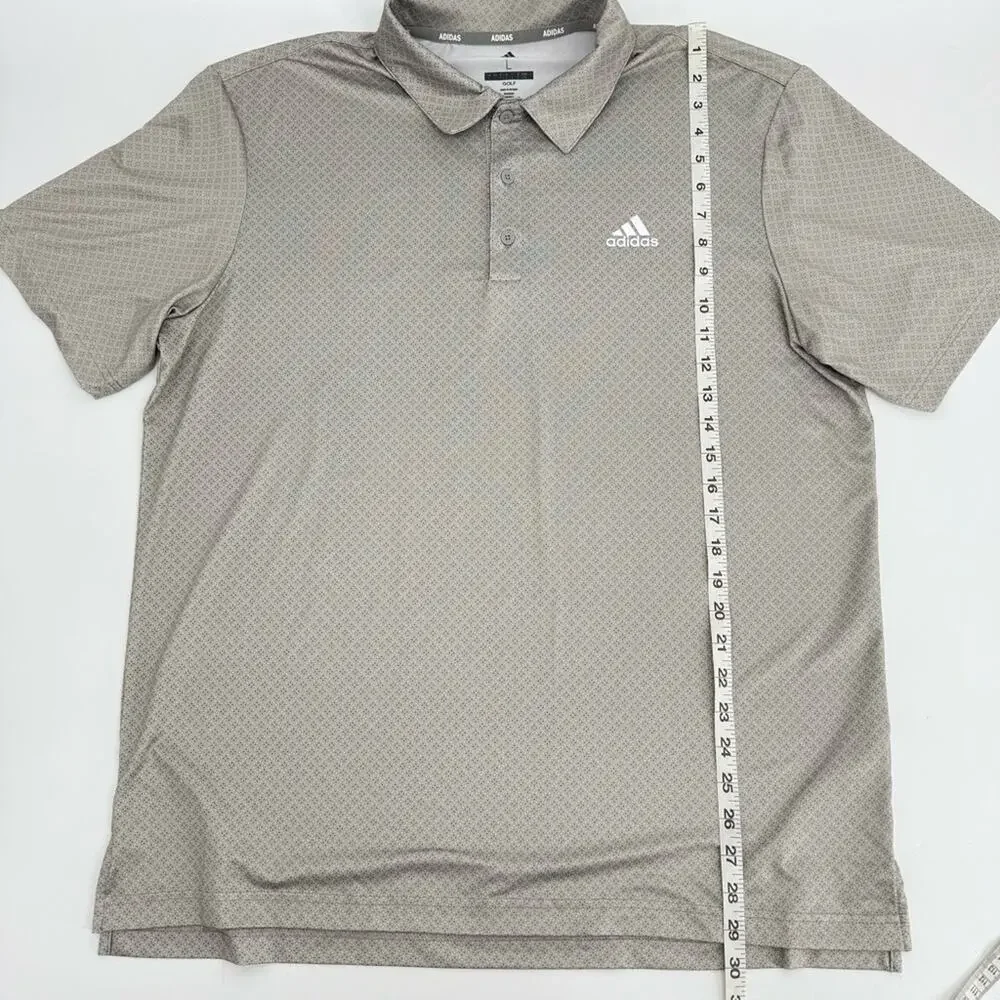 Adidas Men's Golf Ultimate Gray‎ Dot Print Polo Top Size L